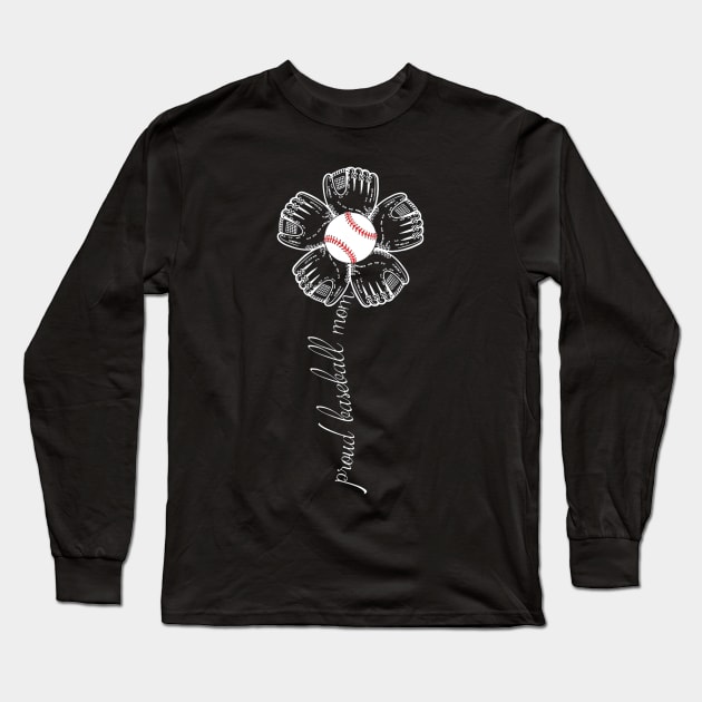 Proud Baseball Mom Flower Long Sleeve T-Shirt by Chicu